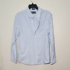 Men's Blue Striped Shirt Rye By Hawker Rye Medium Short